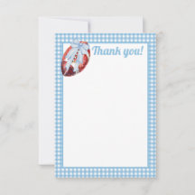 Blå Gingham Football - tack för ditt kort
