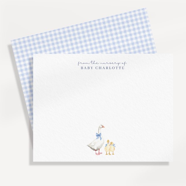 Blå Gingham-Gås Barnkammarens Notkort (Skapare uppladdad)