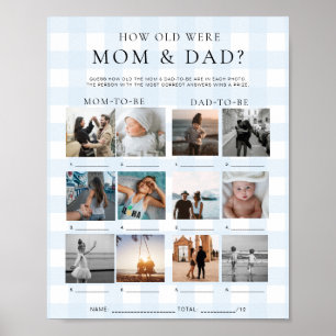 Blå Gingham Hur gamla var mamma och pappa Foto Gam Poster