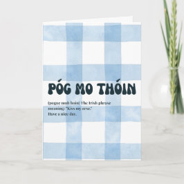 Blå Gingham irländska Póg mo thóin Kort