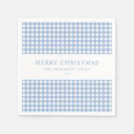 Blå Gingham Jul Pappersservett