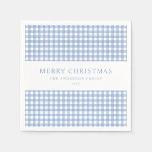 Blå Gingham Jul Pappersservett