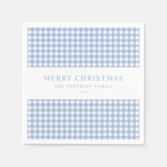 Blå Gingham Jul Pappersservett (Framsidan)
