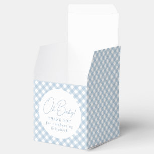 Blå gingham klassisk, söt, enkel pojke-dusch presentaskar