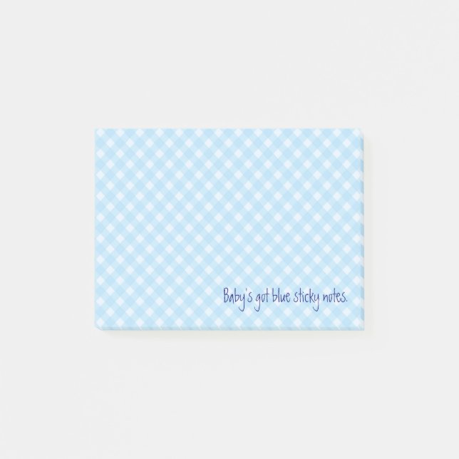 blå gingham-klisterlappar post-it block (Framsida)