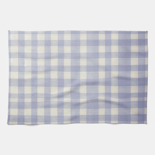 Blå gingham kökshandduk (Horisontell)