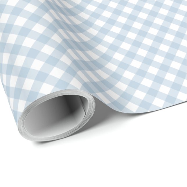 Blå gingham kontrollerar enkel söt plommon presentpapper (Rullad Hörn)