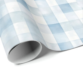 Blå Gingham Kryss för Pojkrum, Mjuk Rutig Mönster Presentpapper