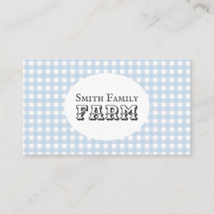 Blå Gingham Land Farm Shabby chic Visitkort