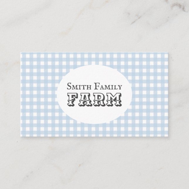 Blå Gingham Land Farm Shabby chic Visitkort (Framsida)
