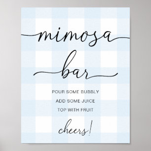 Blå Gingham Mimosa Bar Skylt