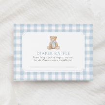 Blå Gingham Nalle Björn Blöja Lotteri Biljett