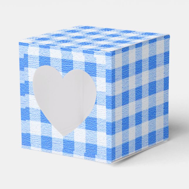 Blå gingham plaid-box presentaskar (Framsidan Sidan)