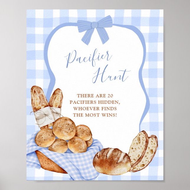 Blå Gingham Plaid Bulle i Pacifier-jakt-poster Poster (Framsidan)