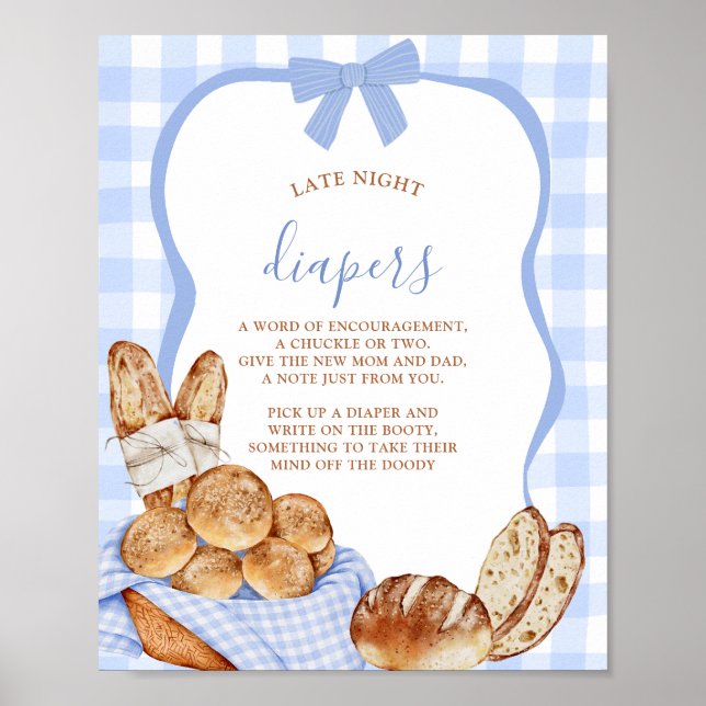 Blå Gingham Plaid Bulle i sen diaper-affisch sena  Poster (Framsidan)