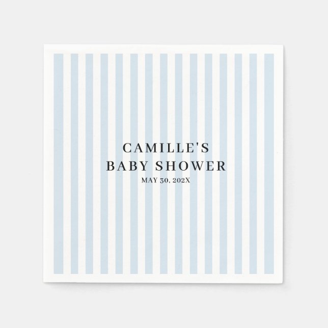 Blå Gingham Pojke Baby Shower Pappersservett (Framsidan)