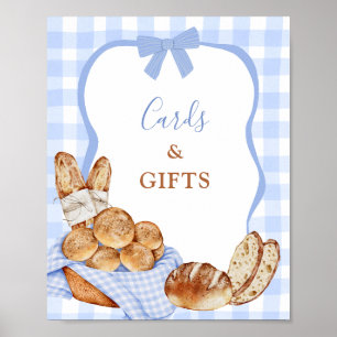 Blå Gingham Rutig Bulle i ugnen Kort och presenter Poster