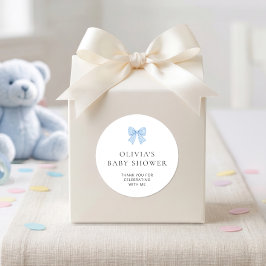 Blå Gingham-slöja Tack Babykalas Runt Klistermärke