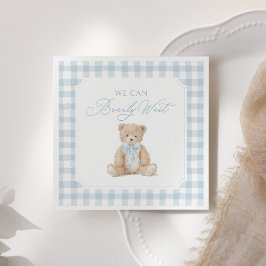 Blå Gingham Teddy Bear Baby Shower Pappersservett