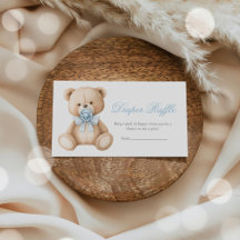 Blå Gingham Teddybjörn Bebis Shower Blöja Lotteri