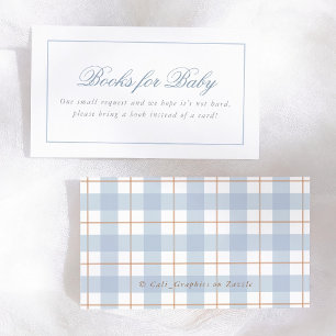 Blå Gingham Vintage Baby Shower-böcker för bebisar Tilläggskort
