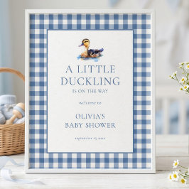 Blå Ginghamstuvanka Välkommen till Baby Shower Poster