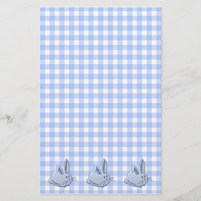 blå ginham och bunnier brevpapper (Framsida)