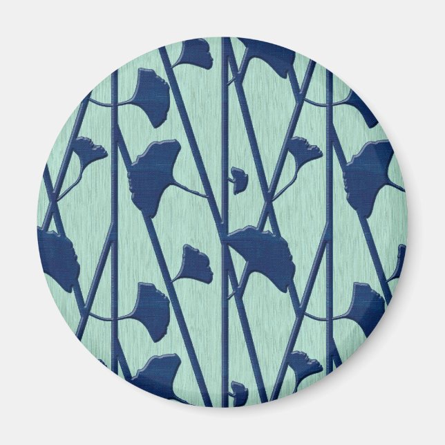 blå ginkgo magnet (Framsidan)
