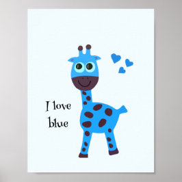 Blå giraff poster