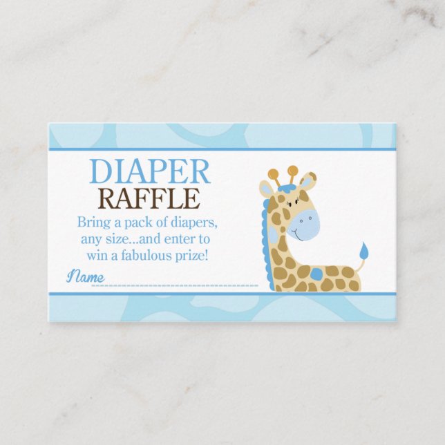 Blå Giraffe Jungle Baby Shower Raffle Tilläggskort (Framsida)