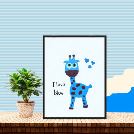 Blå giraffe poster