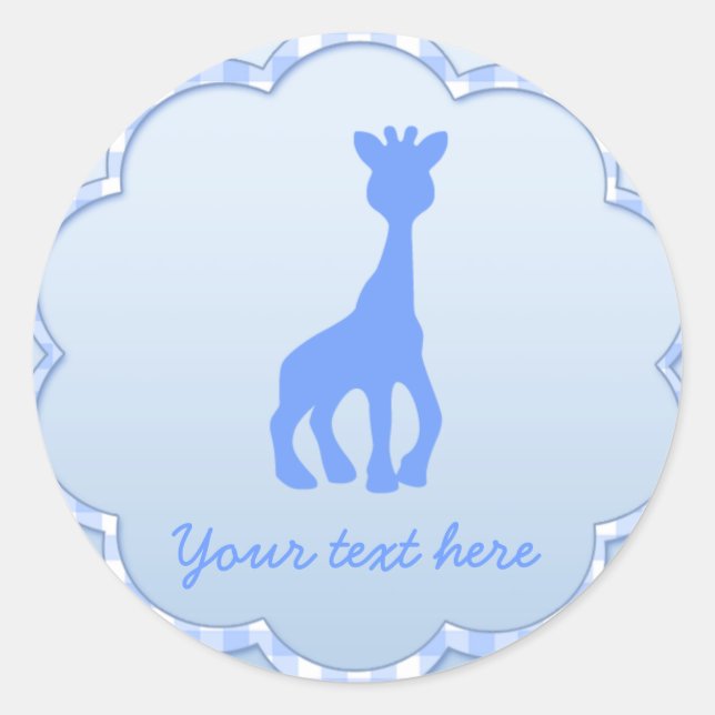 blå giraffe runt klistermärke (Framsida)