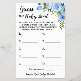Blå Gissa Babymat Baby Shower Spelkort Flygblad