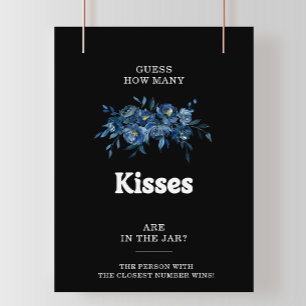 Blå Gissa Hur Många Kyssar Bröllopsduschspel Poster