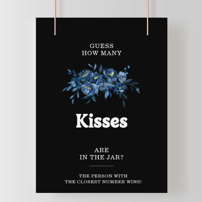 Blå Gissa Hur Många Kyssar Bröllopsduschspel  Poster (Skapare uppladdad)