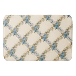 Blå gitarr musik notblad blommor badrumsmatta