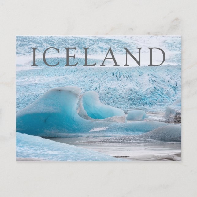 Blå glaciala isformationer, horisontella vykort (Framsida)