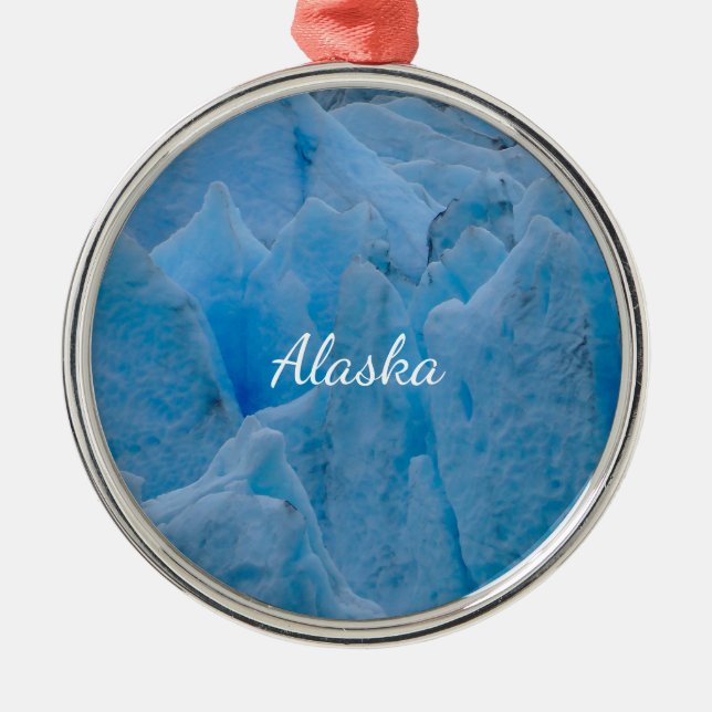 Blå glaciär prydnadssouvenir julgransprydnad metall (Framsidan)