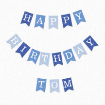 Blå Glad födelsedag 3 bokstäver Namn Pojke Man Tom