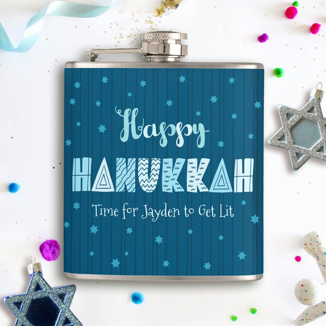 Blå Glad Hanukkah Kul Typ Davidsstjärna Namn Fickplunta (Skapare uppladdad)