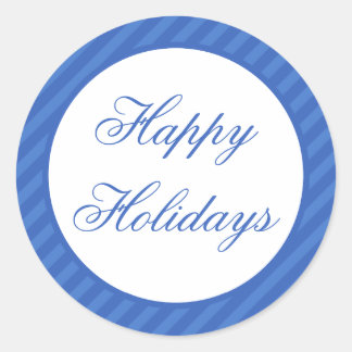 Blå Glad helg julomslag Runt Klistermärke