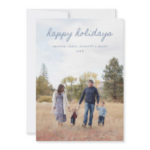 Blå Glad Julkort för 4 familjefoton