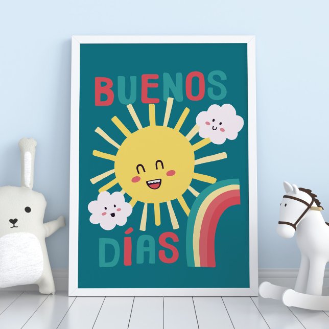 Blå Glad Sol För Barnkammare Konst på Spanska Affi Poster (Skapare uppladdad)