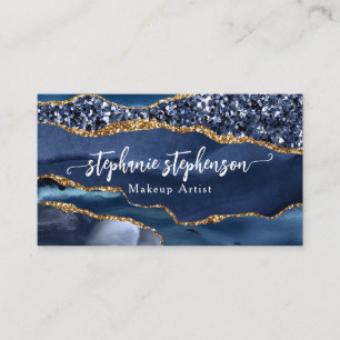 Blå Glam Glitter Agate Mode Stylist Modern Visitkort