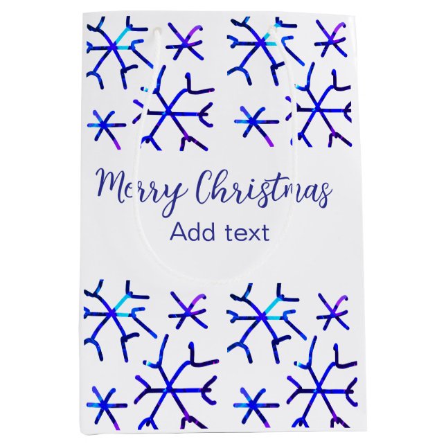 Blå, glänsande snöflingor jul mönster f (Framsidan)