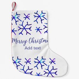 Blå, glänsande snöflingor jul mönster f liten julstrumpa