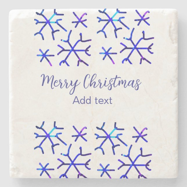 Blå, glänsande snöflingor jul mönster f stenunderlägg (Framsidan)