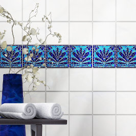 Blå glaset Brken Mosaic-Blommigt Kakelplatta