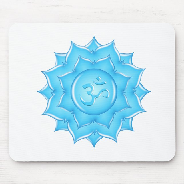 Blå glaset Lotus Flower Om Symbol Teckning Musmatta (Framsidan)