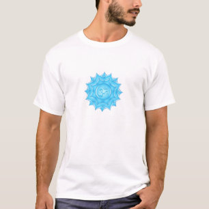 Blå glaset Lotus Flower Om Symbol Teckning T Shirt